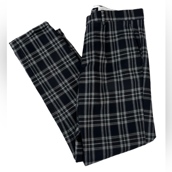 Zara Black And White Checkered Plaid Classic Regular Fit Trouser Pants - Picture 6 of 12